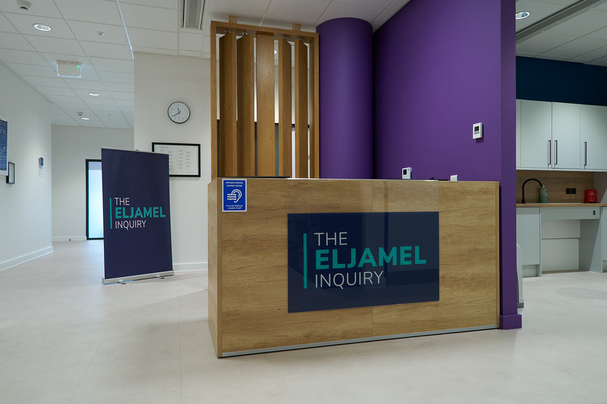 The reception area inside the Inquiry's hearing suite